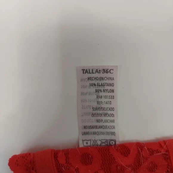 Bra Size 36C Underwire Molded Cup Red Demi Cup Lace Leopard Print Rhinestone - Picture 8 of 10